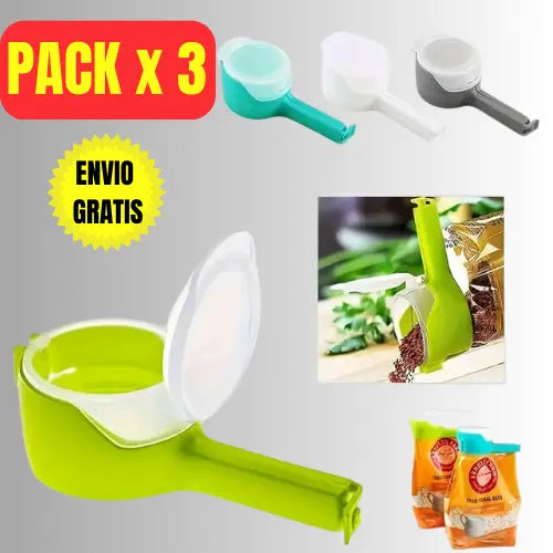 CLIPPOUR™- Manten tus Alimentos Frescos y la Cocina Organizada