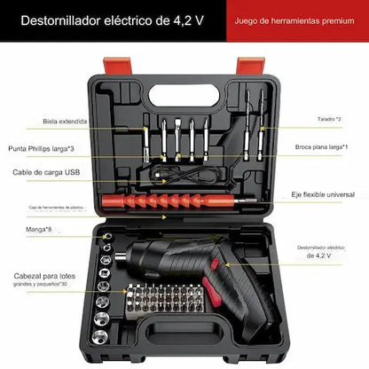 Kit Destornillador Electrico de  47 Piezas: Realiza tus Reparaciones y Mantenimientos con Facilidad, Ahorrando Tiempo  y Esfuerzo.