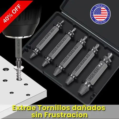 DrillOut™ – Juego de 5 Extractores Acerados