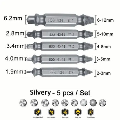 DrillOut™ – Juego de 5 Extractores Acerados